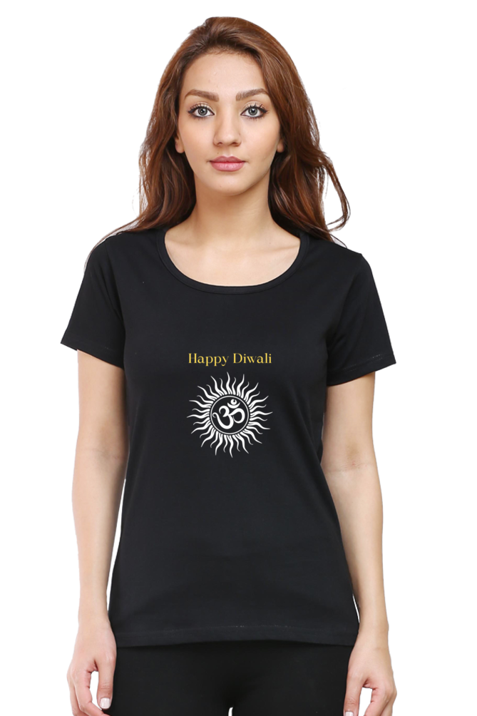 OM DIWALI premium pure cotton T-shirt for women