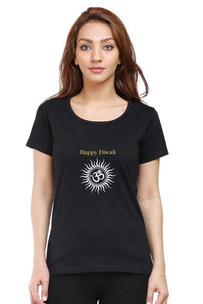 OM DIWALI premium pure cotton T-shirt for women