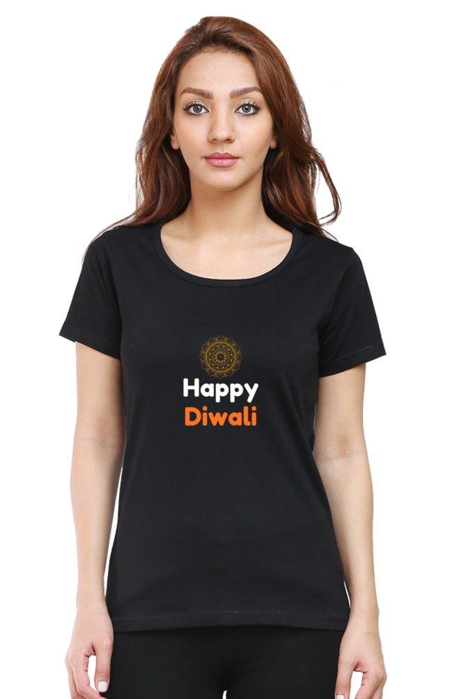 HAPPY DIWALI premium pure cotton T-shirt for women
