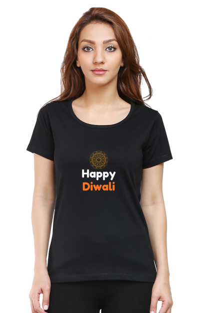 HAPPY DIWALI premium pure cotton T-shirt for women