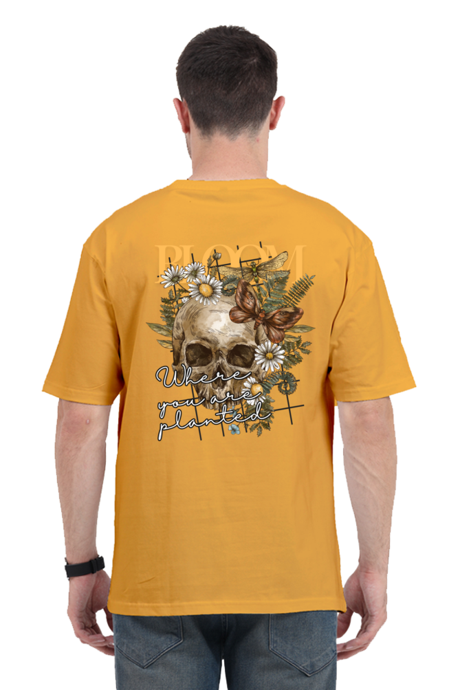 BLOOM SKULL classic oversized UNISEX premium pure cotton T-shirt