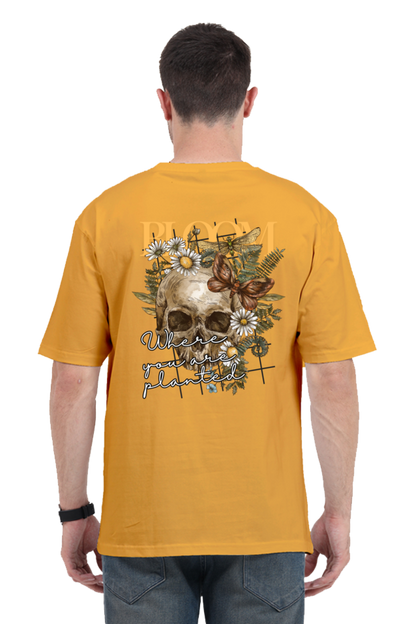 BLOOM SKULL classic oversized UNISEX premium pure cotton T-shirt