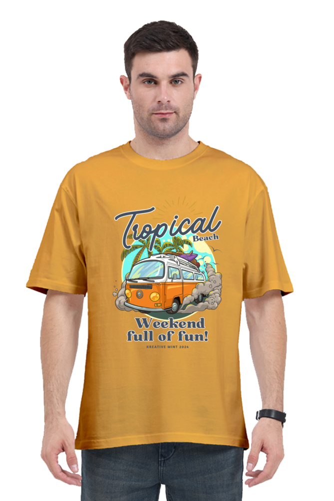 TROPICAL classic oversized UNISEX premium pure cotton T-shirt