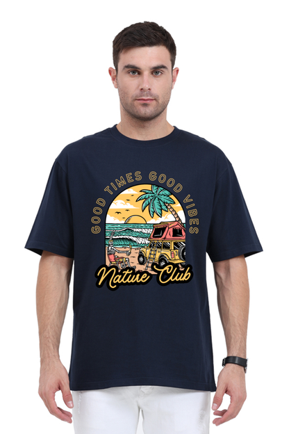NATURE CLUB classic oversized UNISEX premium pure cotton T-shirt