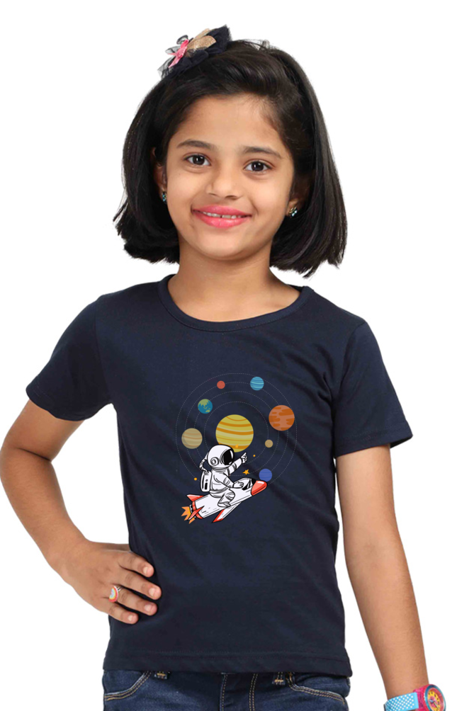 SPACE PLANETS premium pure cotton girl T-shirt