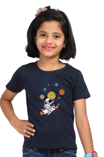 SPACE PLANETS premium pure cotton girl T-shirt
