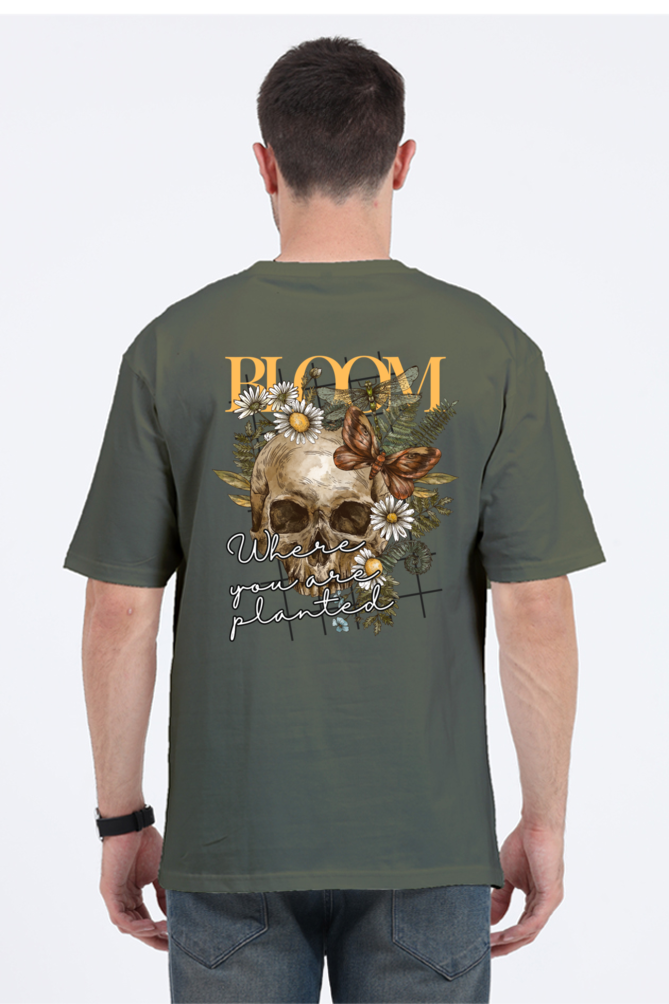 BLOOM SKULL classic oversized UNISEX premium pure cotton T-shirt