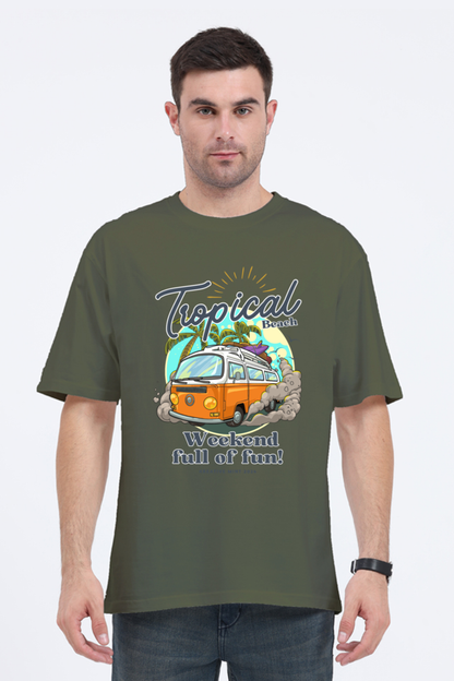 TROPICAL classic oversized UNISEX premium pure cotton T-shirt
