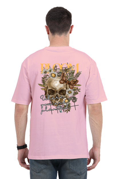 BLOOM SKULL classic oversized UNISEX premium pure cotton T-shirt