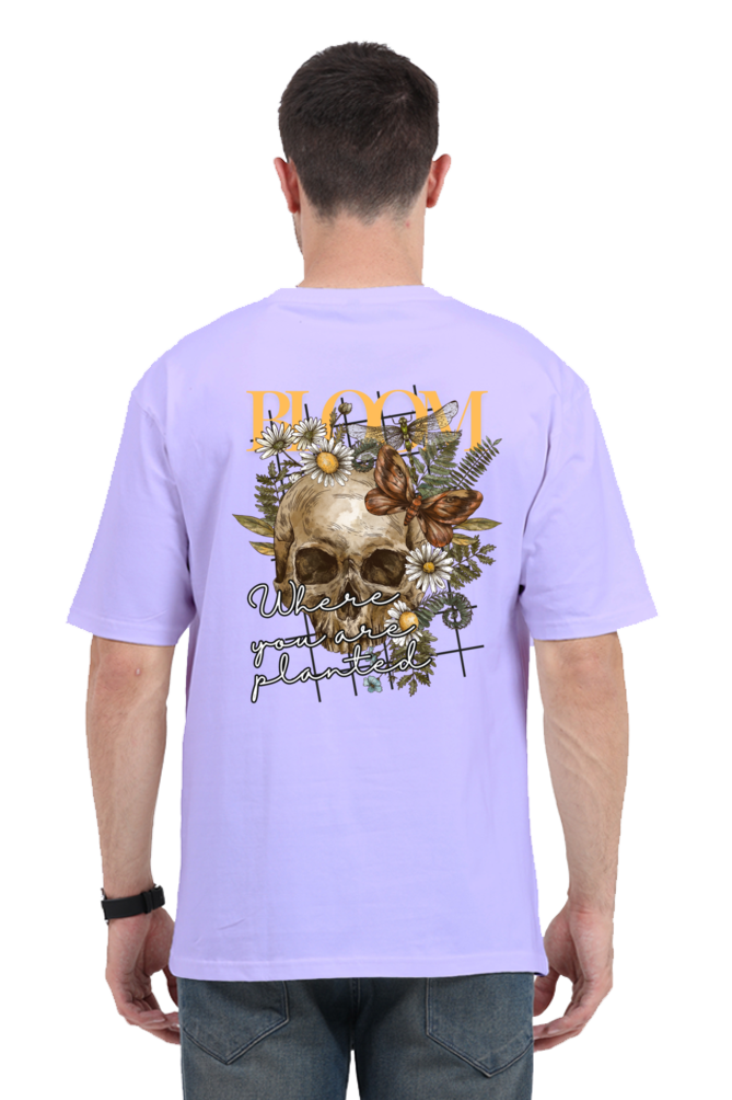 BLOOM SKULL classic oversized UNISEX premium pure cotton T-shirt