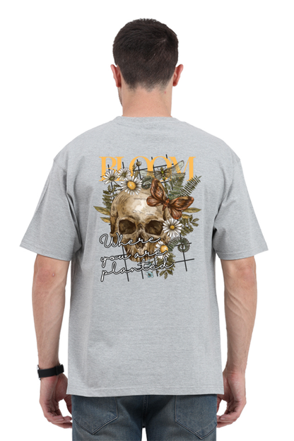 BLOOM SKULL classic oversized UNISEX premium pure cotton T-shirt