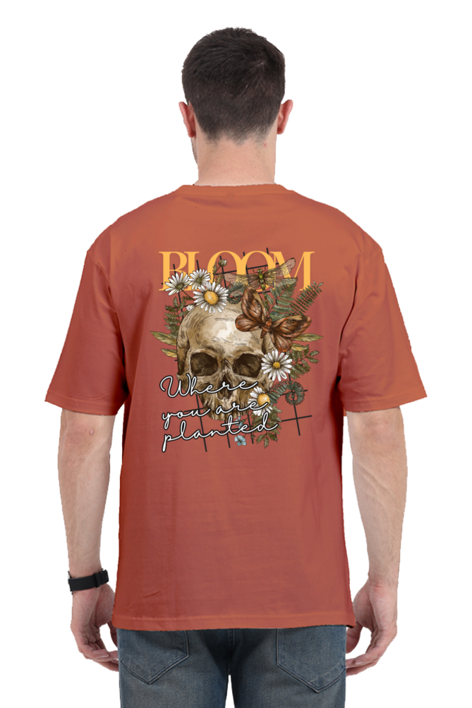 BLOOM SKULL classic oversized UNISEX premium pure cotton T-shirt