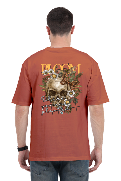 BLOOM SKULL classic oversized UNISEX premium pure cotton T-shirt