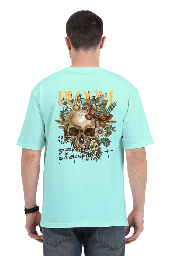 BLOOM SKULL classic oversized UNISEX premium pure cotton T-shirt