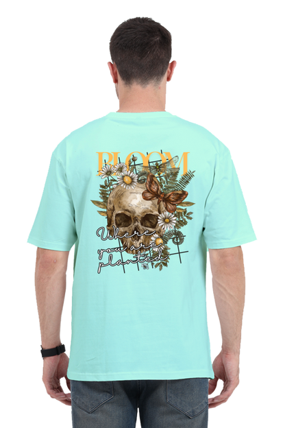 BLOOM SKULL classic oversized UNISEX premium pure cotton T-shirt