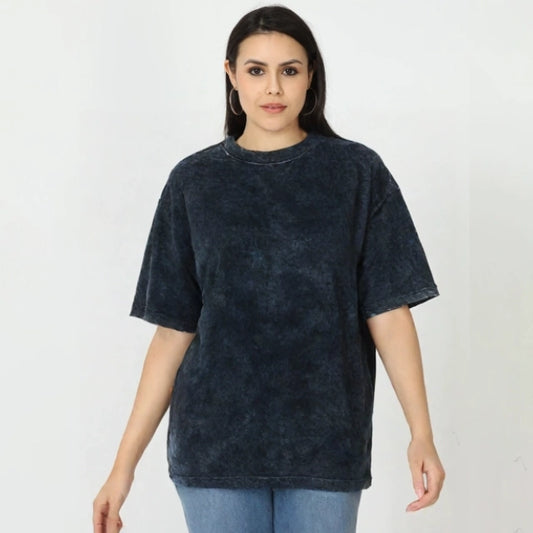 Women's Solid Acid Washed Oversized T-shirt