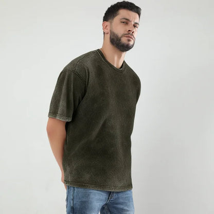 Men's Solid Acid Washed Oversized T-shirt