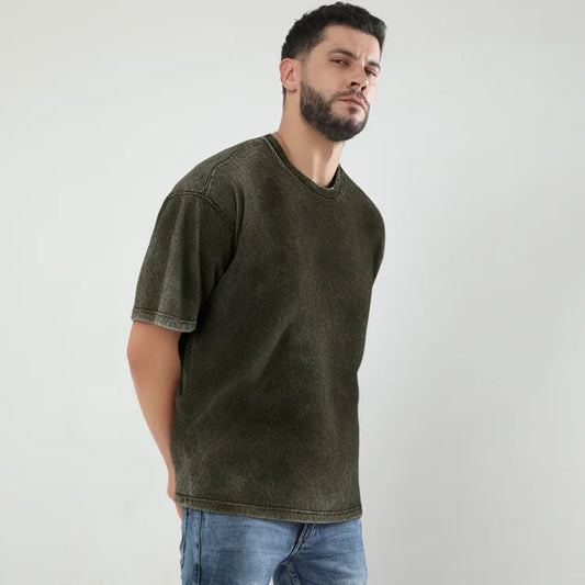 Men's Solid Acid Washed Oversized T-shirt