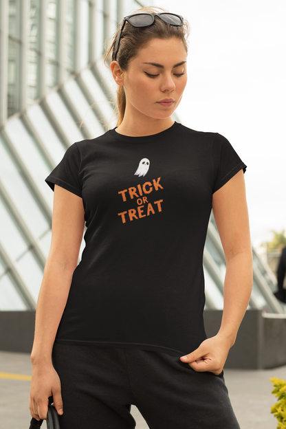 TRICK OR TREAT Halloween premium pure cotton T-shirt for women