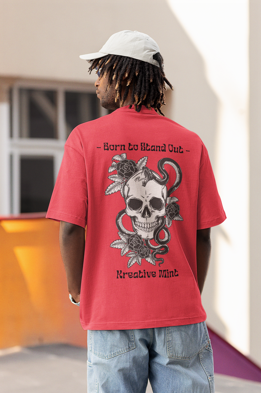 SKULL N FLOWER classic oversized UNISEX premium pure cotton T-shirt