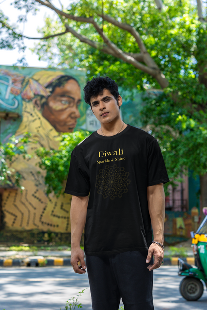 DIWALI premium black pure cotton T-shirt for men