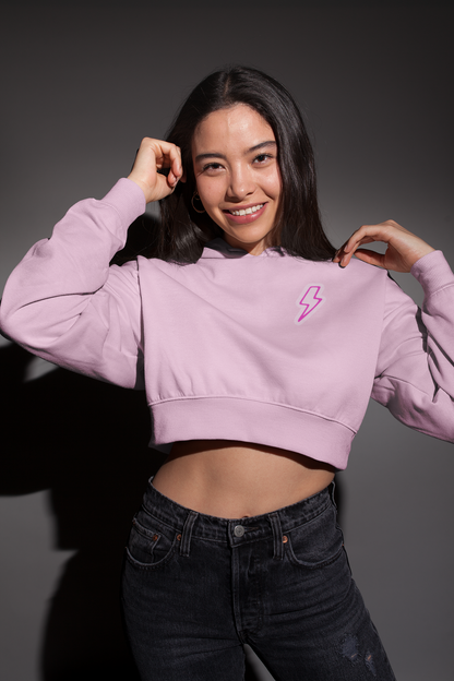 LIGHTNING premium pure cotton CROP HOODIE for women