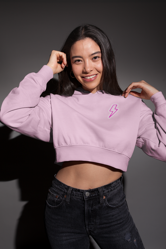 LIGHTNING premium pure cotton CROP HOODIE for women
