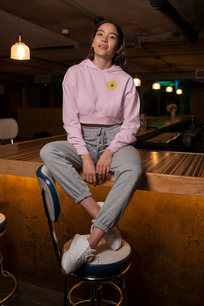 FLOWER premium pure cotton CROP HOODIE for women