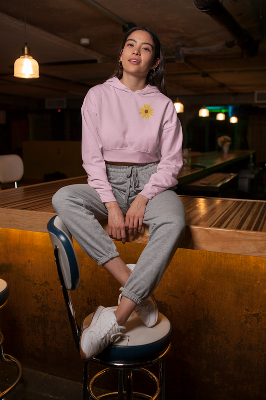 FLOWER premium pure cotton CROP HOODIE for women