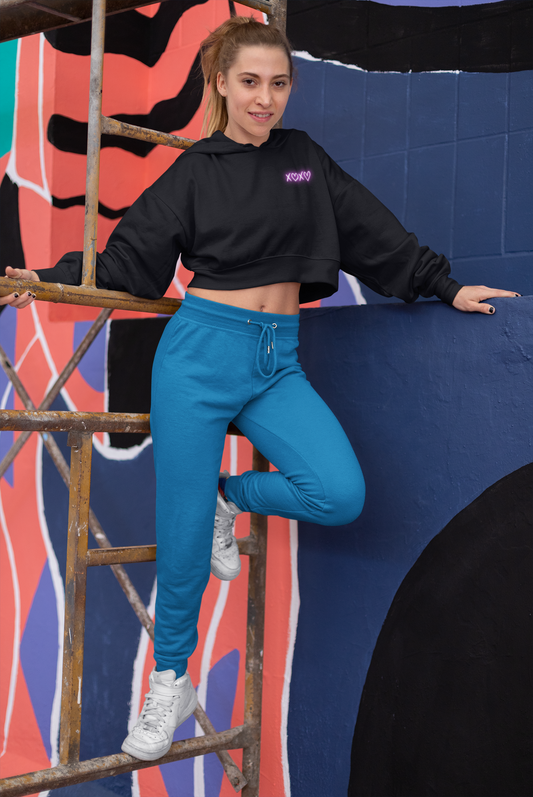 XOXO premium pure cotton CROP HOODIE for women