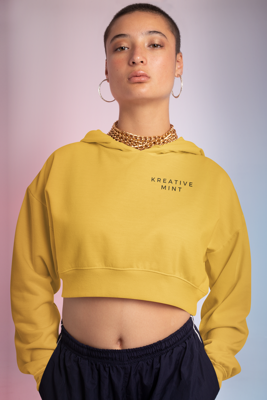 SOLID KM LIGHT premium pure cotton CROP HOODIE for women