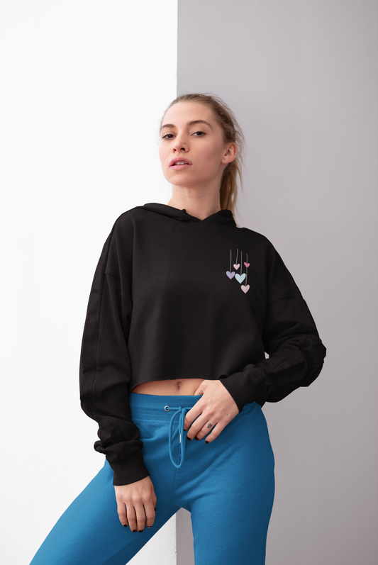 HEARTS premium pure cotton CROP HOODIE for women