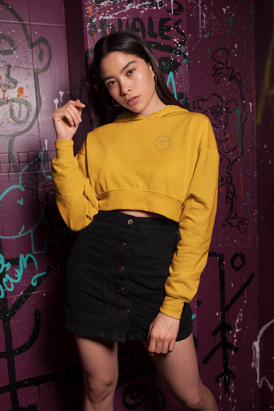 LIGHT SOLID premium pure cotton CROP HOODIE for women