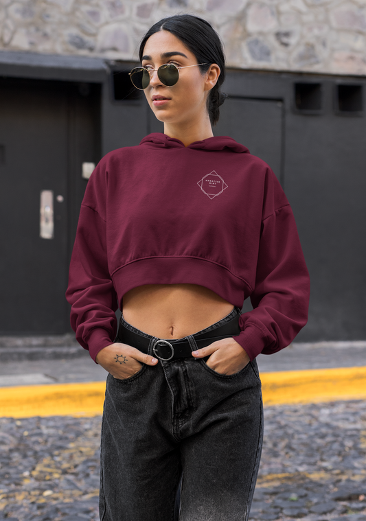 DARK SOLID premium pure cotton CROP HOODIE for women