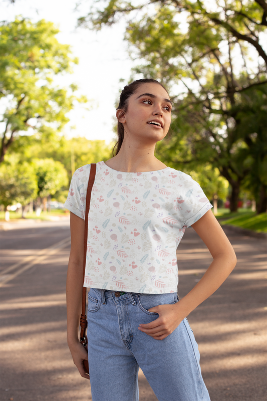 PASTEL LEAVES premium crop top