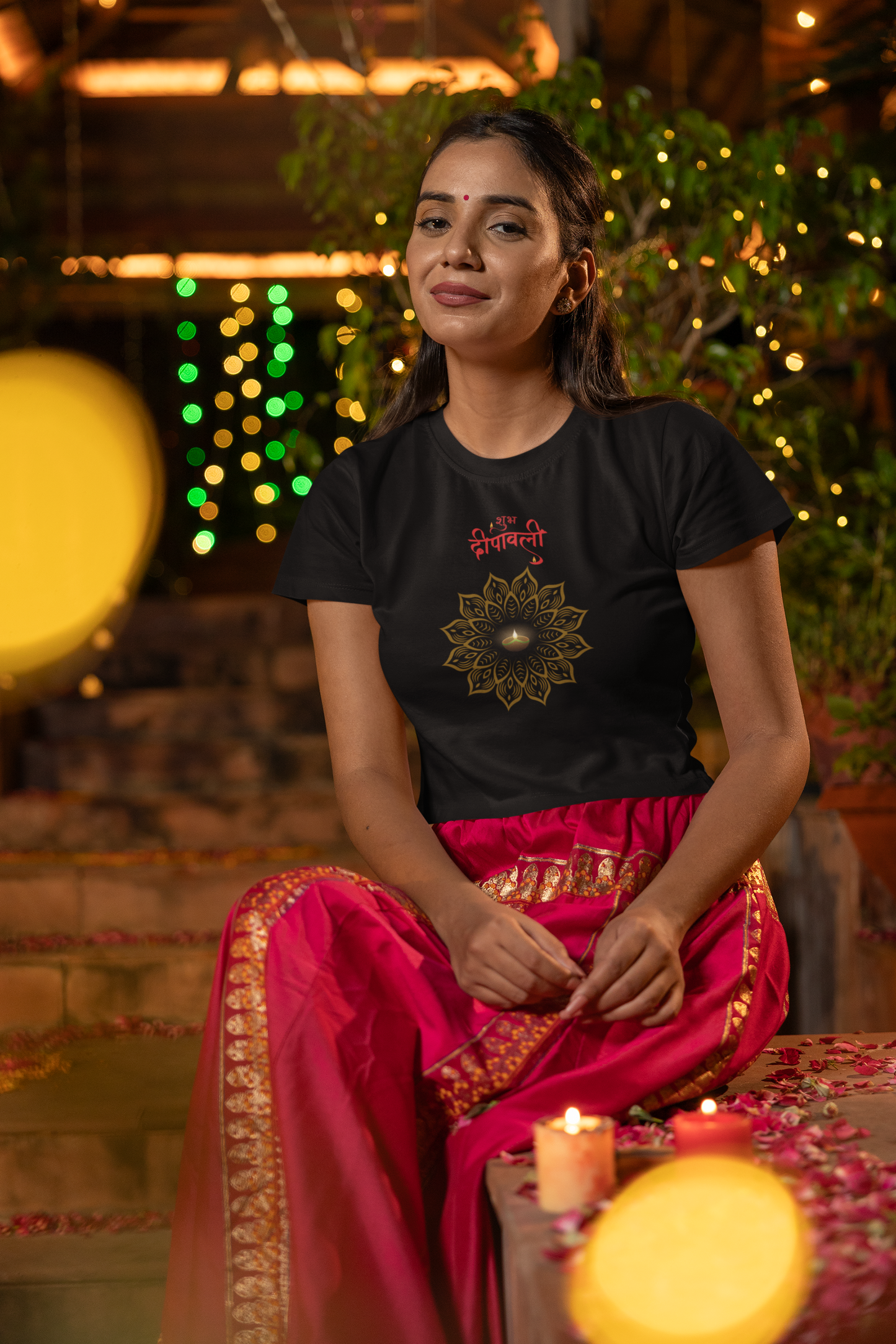 SHUBH DEEPAWALI - rangoli premium pure cotton T-shirt for women