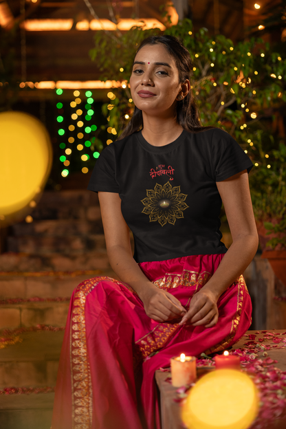 SHUBH DEEPAWALI - rangoli premium pure cotton T-shirt for women