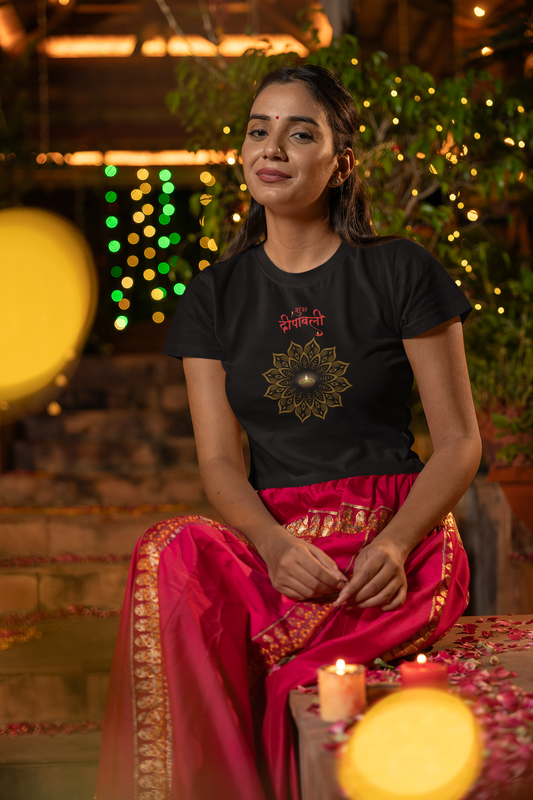 SHUBH DEEPAWALI - rangoli premium pure cotton T-shirt for women