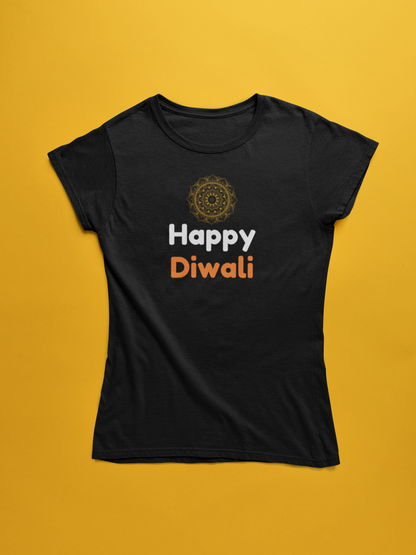 HAPPY DIWALI premium pure cotton T-shirt for women