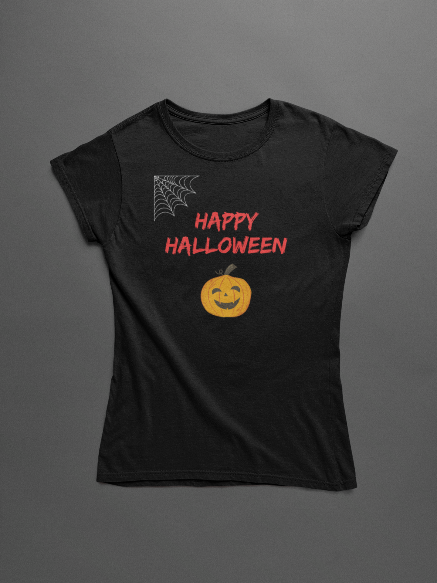 HAPPY HALLOWEEN premium black pure T-shirt for women