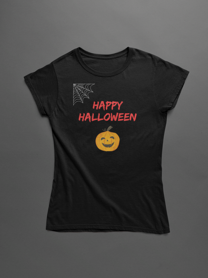 HAPPY HALLOWEEN premium black pure T-shirt for women