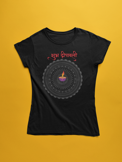 SHUBH DEEPAWALI premium pure cotton T-shirt for women