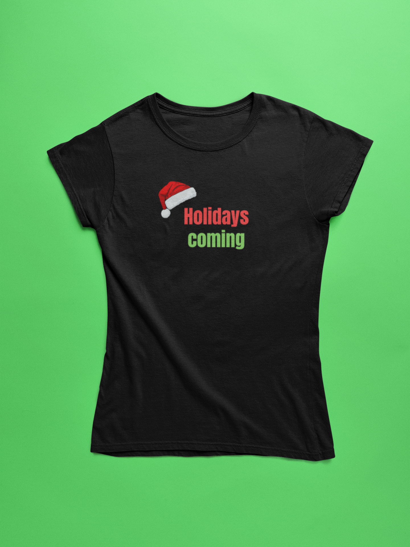 HOLIDAYS COMING Christmas premium pure cotton T-shirt for women