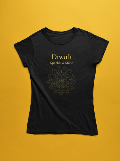 Diwali premium black pure cotton T-shirt for women