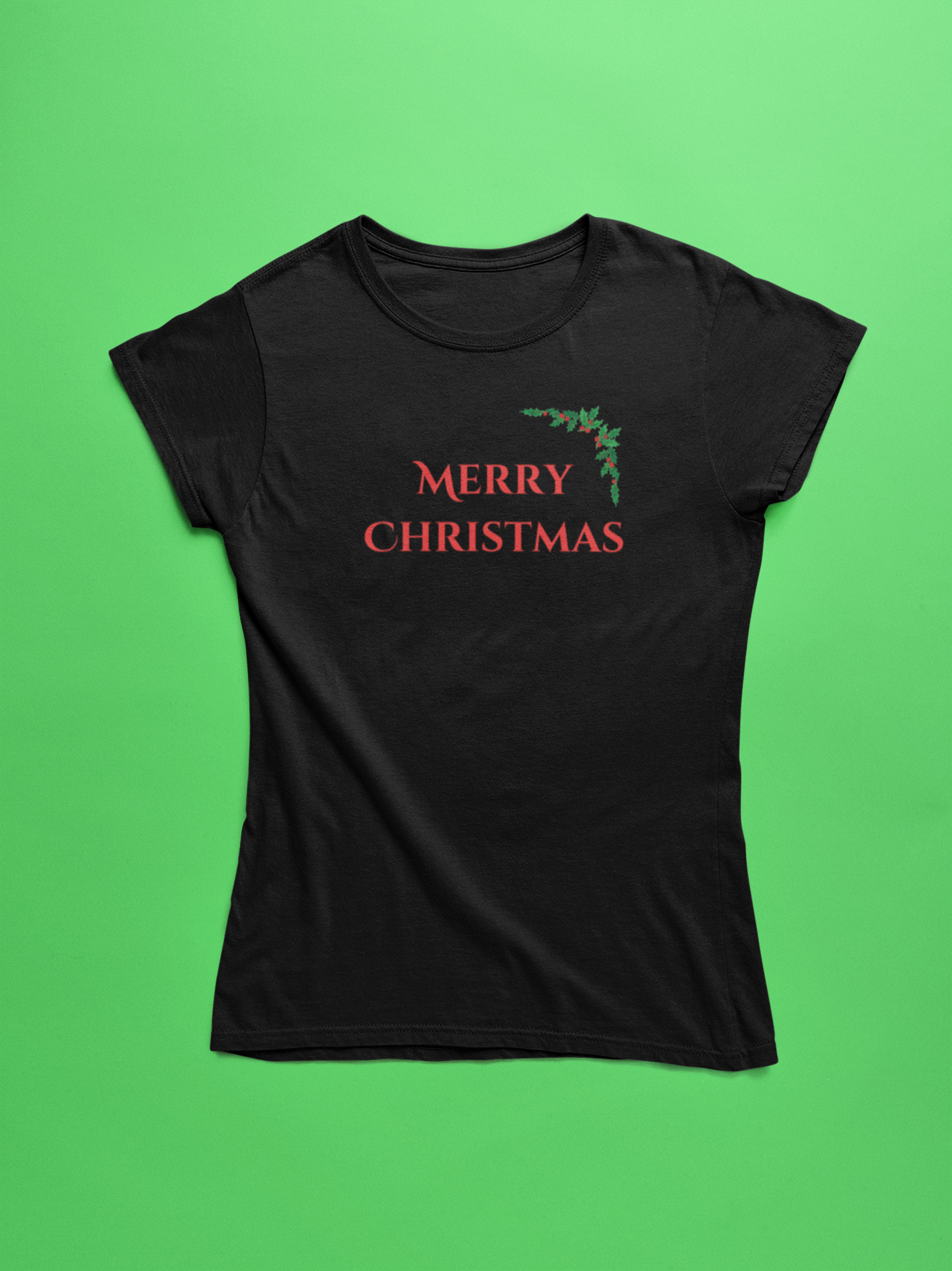 MERRY CHRISTMAS premium black pure cotton T-shirt for women