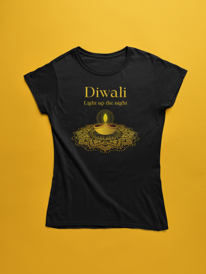 DIWALI DIYA premium pure cotton T-shirt for women