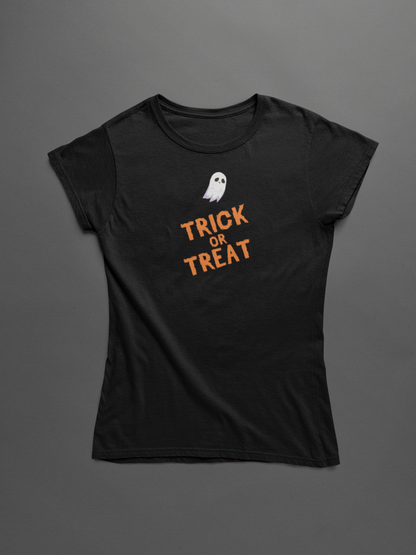 TRICK OR TREAT Halloween premium pure cotton T-shirt for women