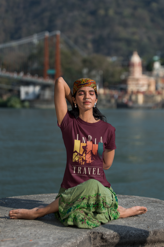 INDIA TRAVEL premium pure cotton T-shirt for women