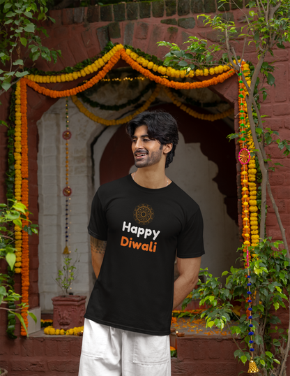HAPPY DIWALI premium pure cotton T-shirt for men