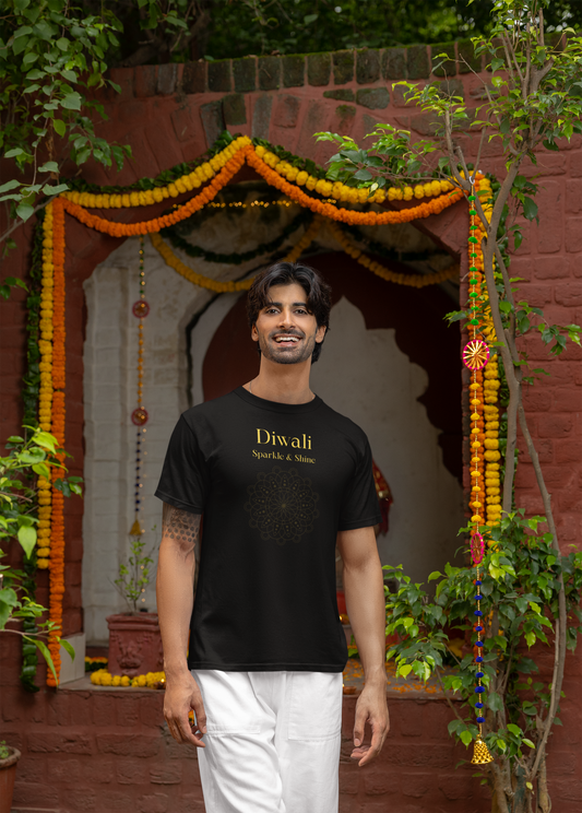 DIWALI premium black pure cotton T-shirt for men